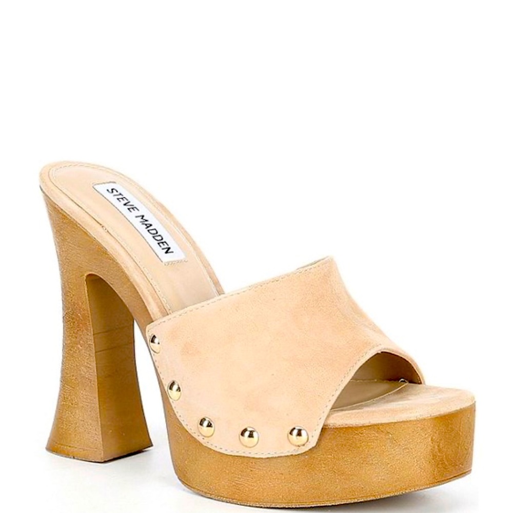 NWOB MSRP$120 Steve Madden Women's Latish Wooden Platform Sandals S 42/7.5